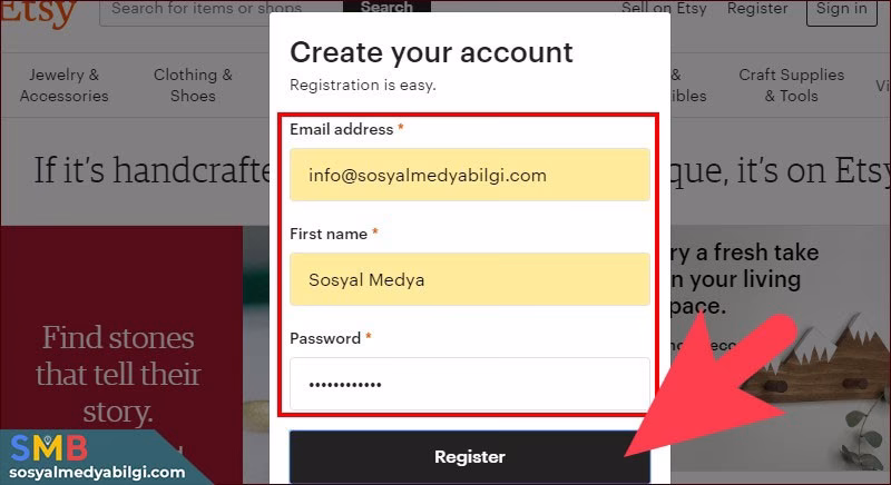 Etsy Hesap Oluşturma