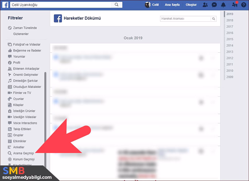 Facebook Arama Geçmişini Silme