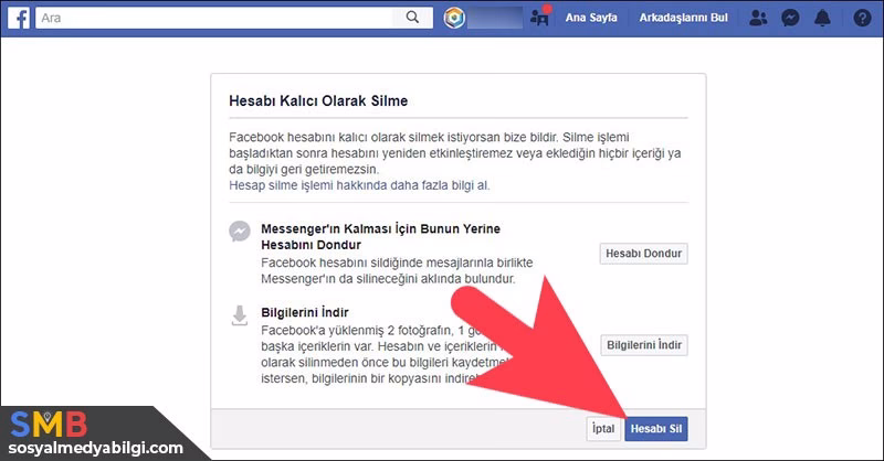 Facebook Hesabını sil