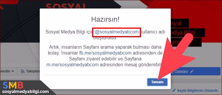 Facebook Sayfasına Kullanıcı Adı Alma