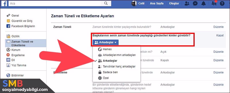 Facebook Zaman Tüneli Gizlilik Ayarı