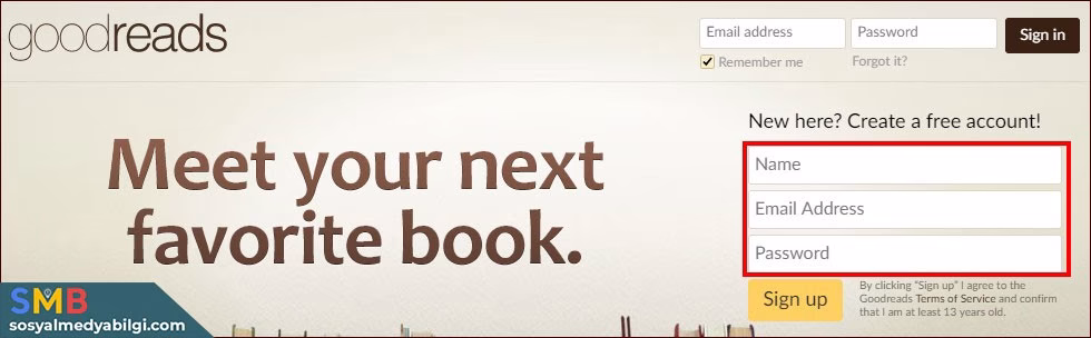 Goodreads Hesap Oluşturma