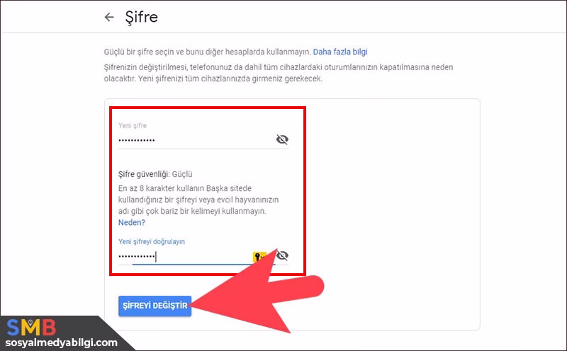Google Şifre Değiştirme