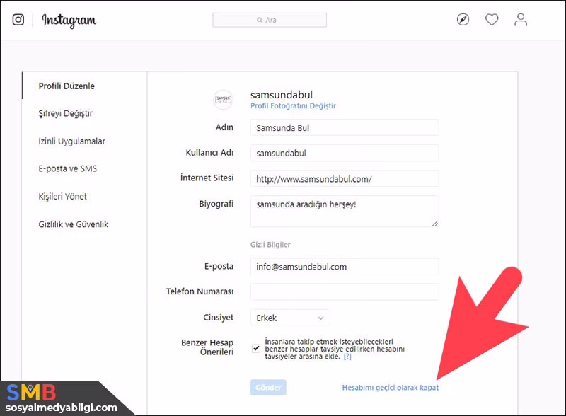 Instagram hesabımı geçici olarak kapat