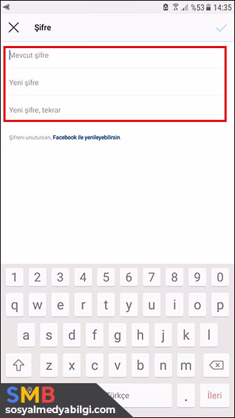 Instagram Şifre Değiştirme telefondan