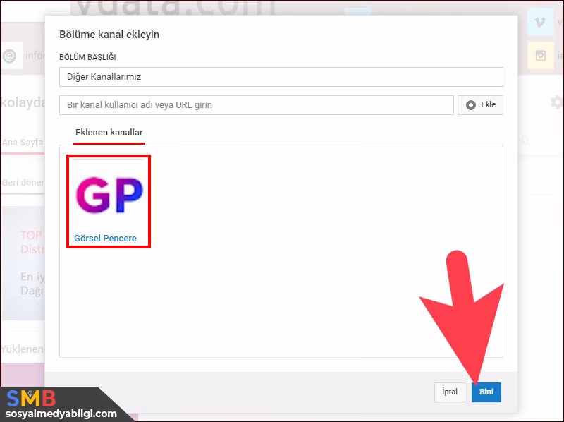 youtube bölüme kanal ekleme ayarı