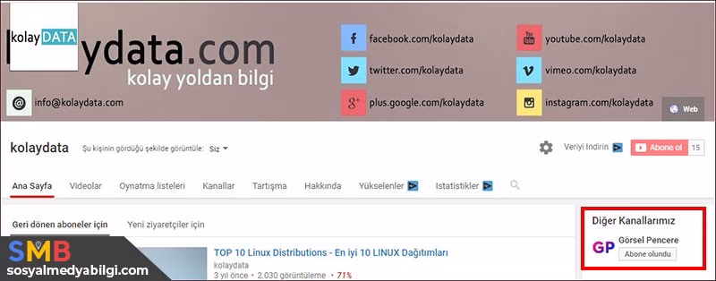 youtube diğer kanalları sayfası