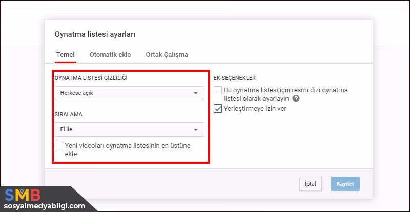 Oynatma Listesi gizliliği