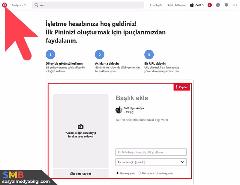 Pinterest İşletme Hesabı Açmak
