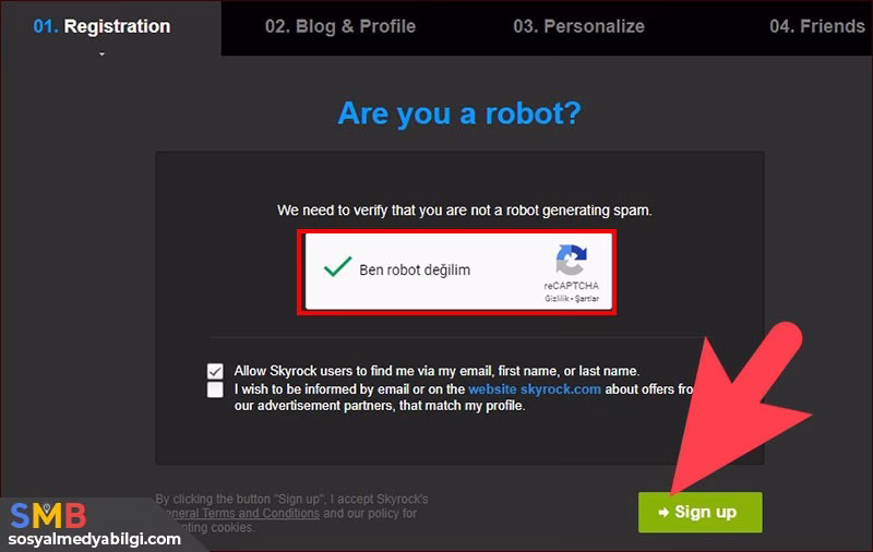 Skyrock Hesap Oluşturma