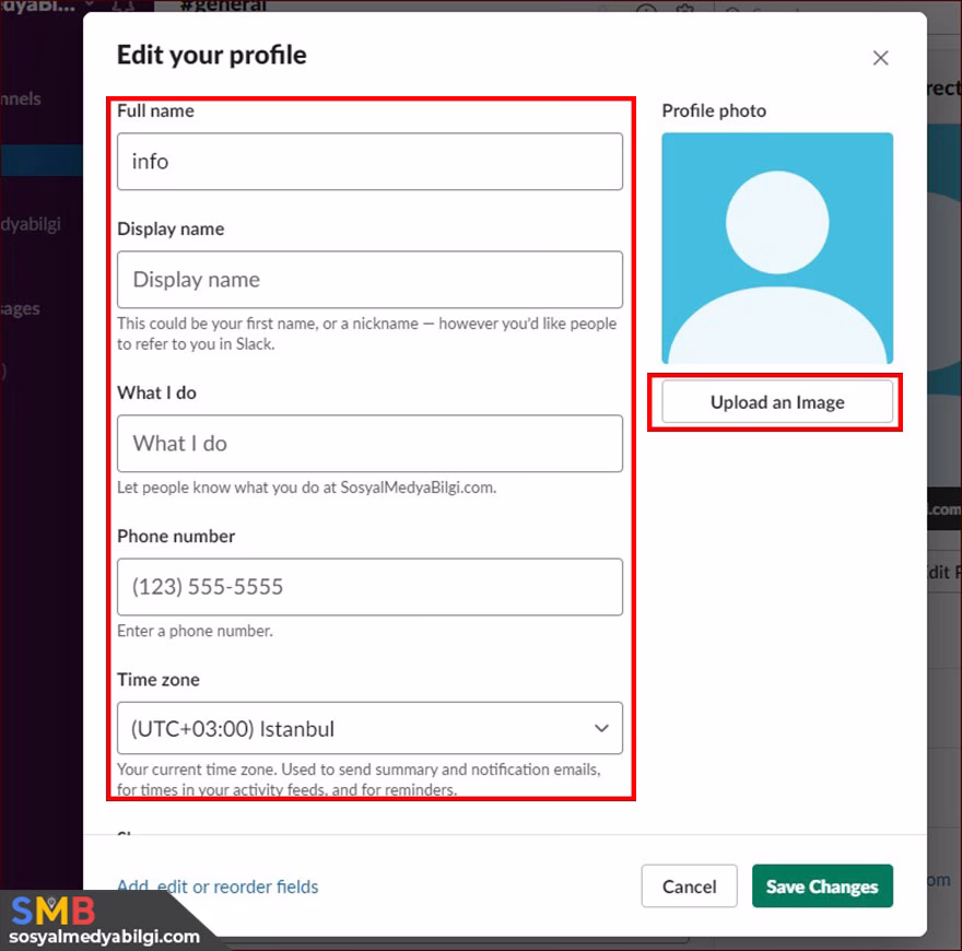 slack edit your profile