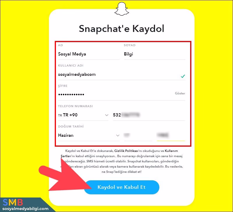 Snapchat Hesap Oluşturma
