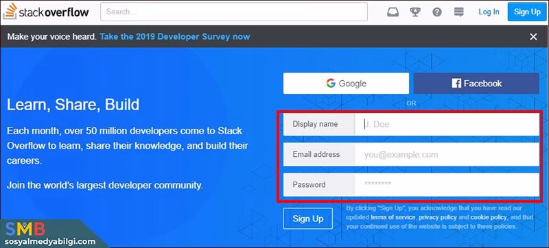 Stackoverflow Hesap Olusturma 1