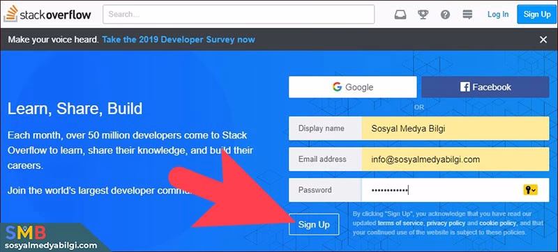 Stack Overflow Hesap Oluşturma