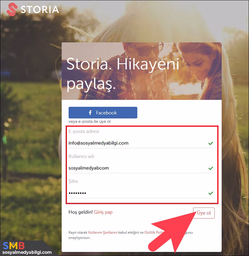 Storia.me Hesap açma