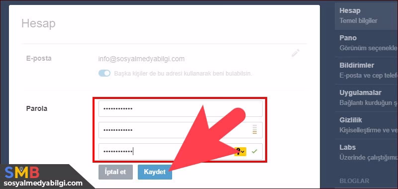 Tumblr Şifre Değiştirme