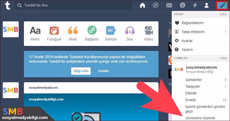 Tumblr Tema ve Görünüm Değiştirmek