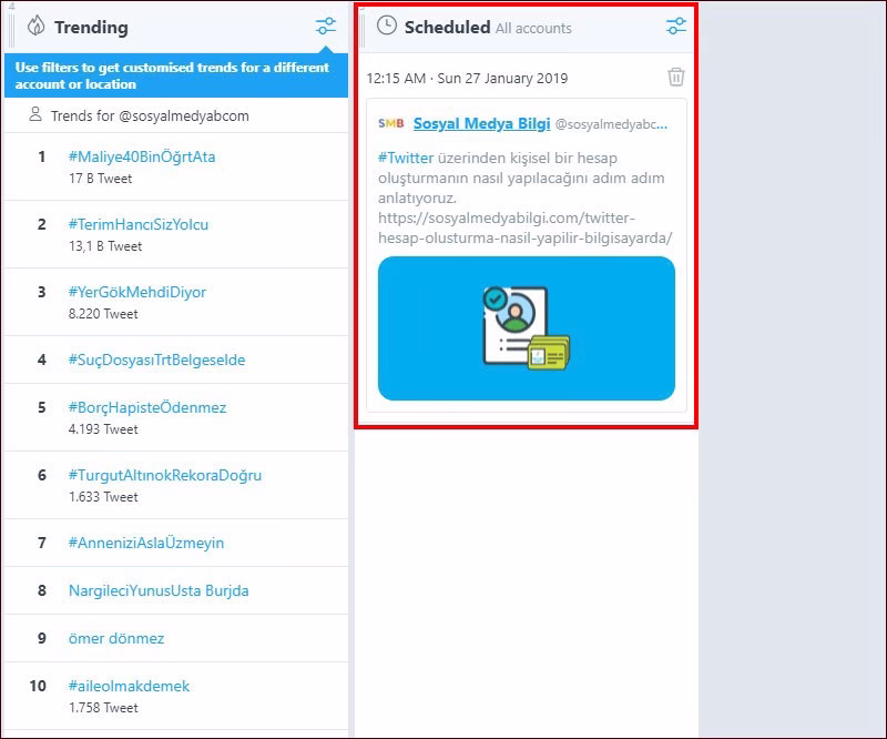 Twitter Tweet Planlama