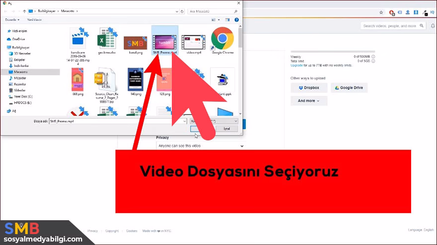 Vimeo video dosyası seçmek