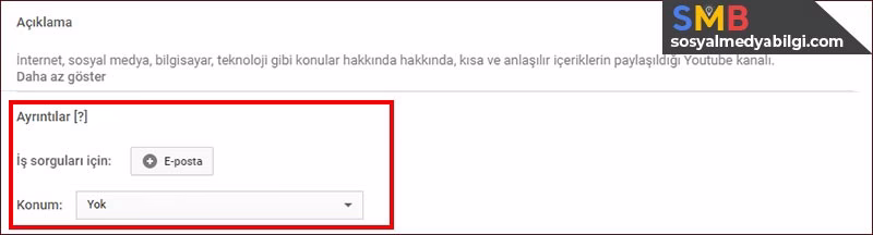 Youtube kanal e posta ayarlama