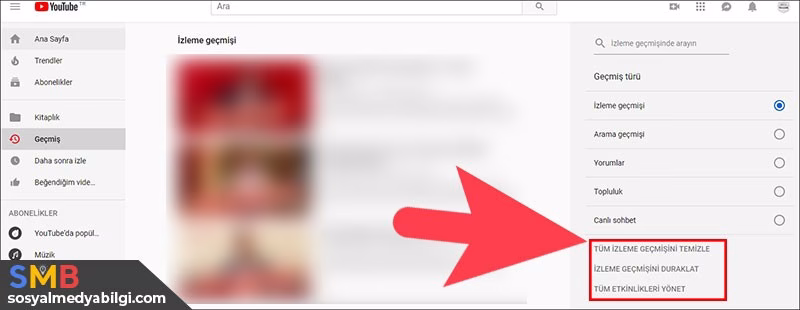Youtube Arama ve İzleme Geçmişini Silme