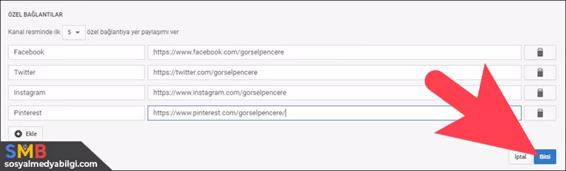 Youtube Kanalına Sosyal Medya Linkleri Eklemek