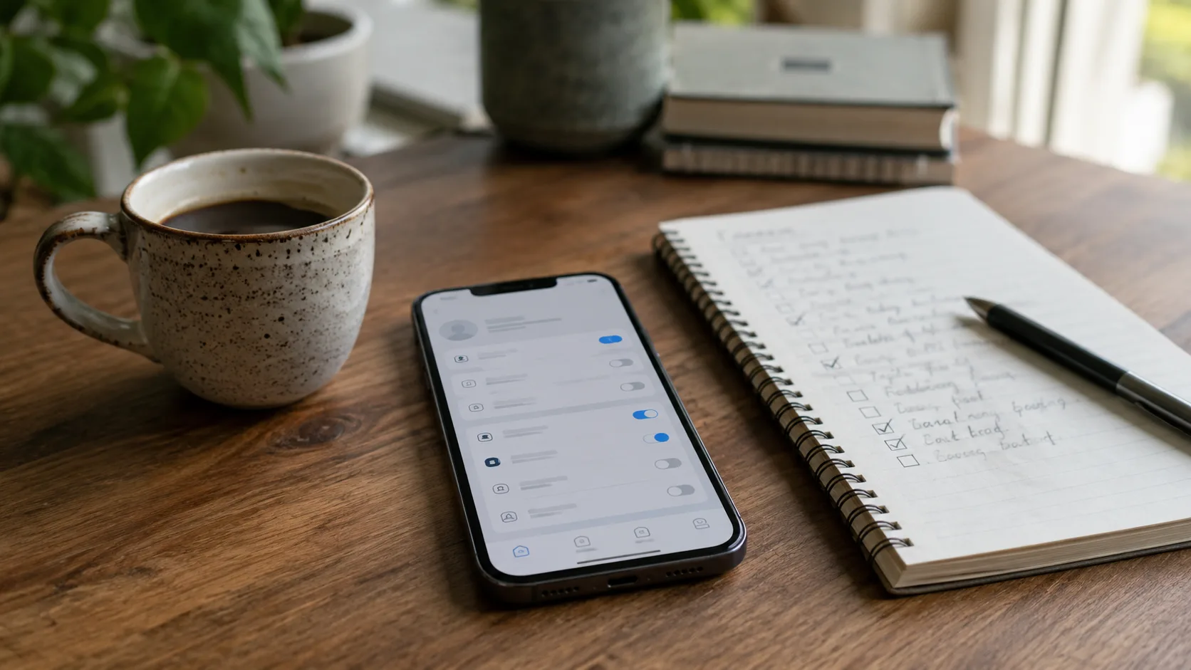 Instagram ayarlarını gösteren masaüstü çalışma sahnesi