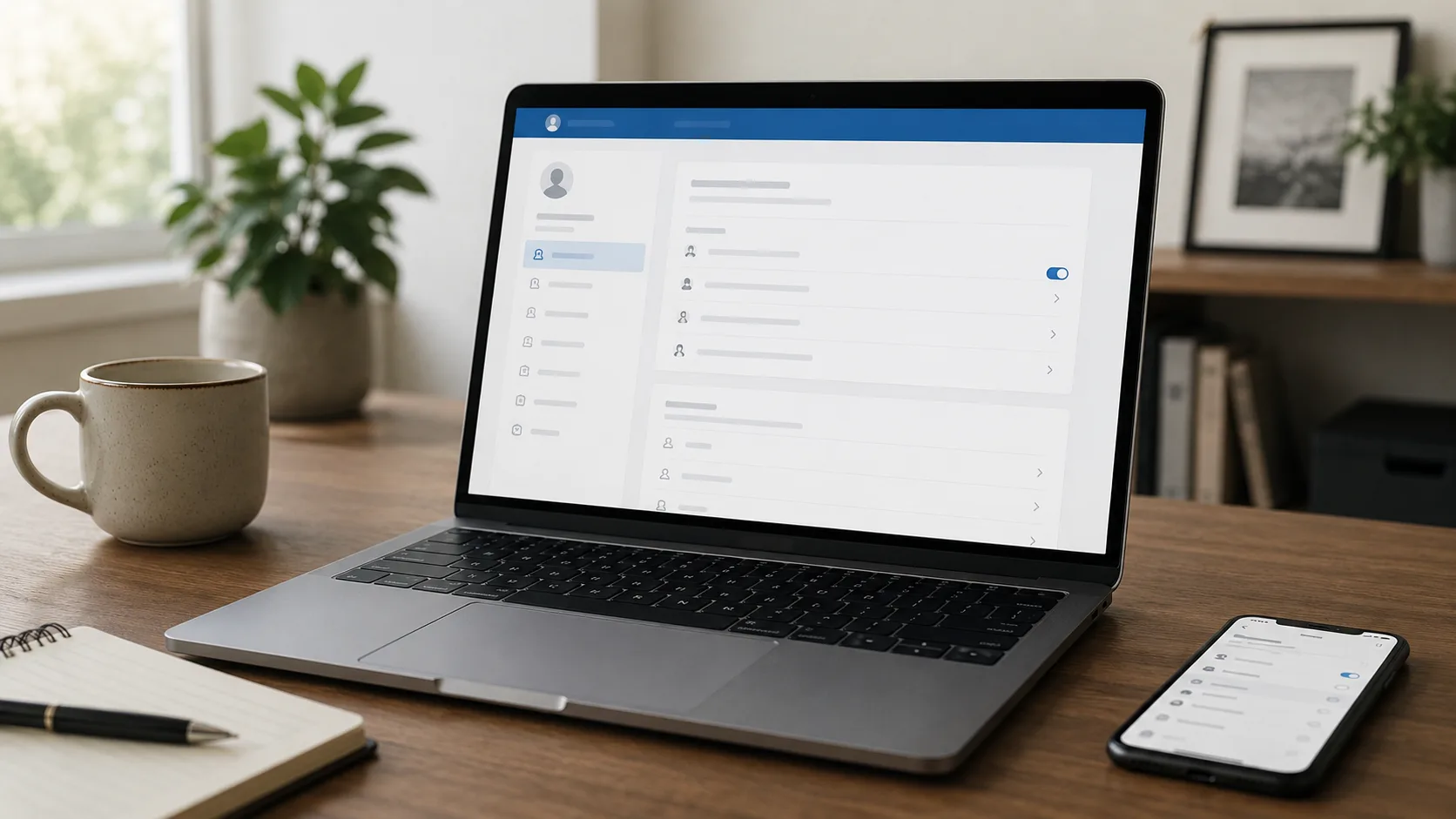 LinkedIn ayarlarını gösteren masaüstü çalışma sahnesi