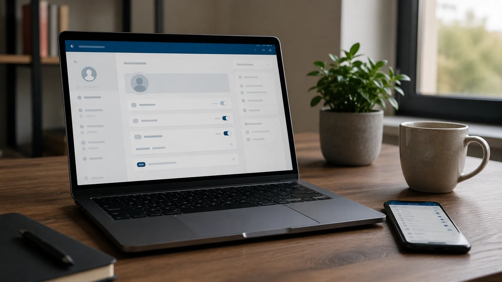 LinkedIn ayarlarını gösteren masaüstü çalışma sahnesi