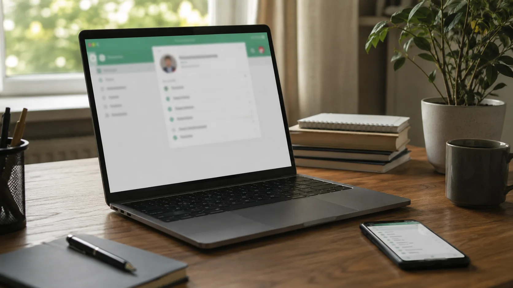WhatsApp ayarlarını gösteren masaüstü çalışma sahnesi