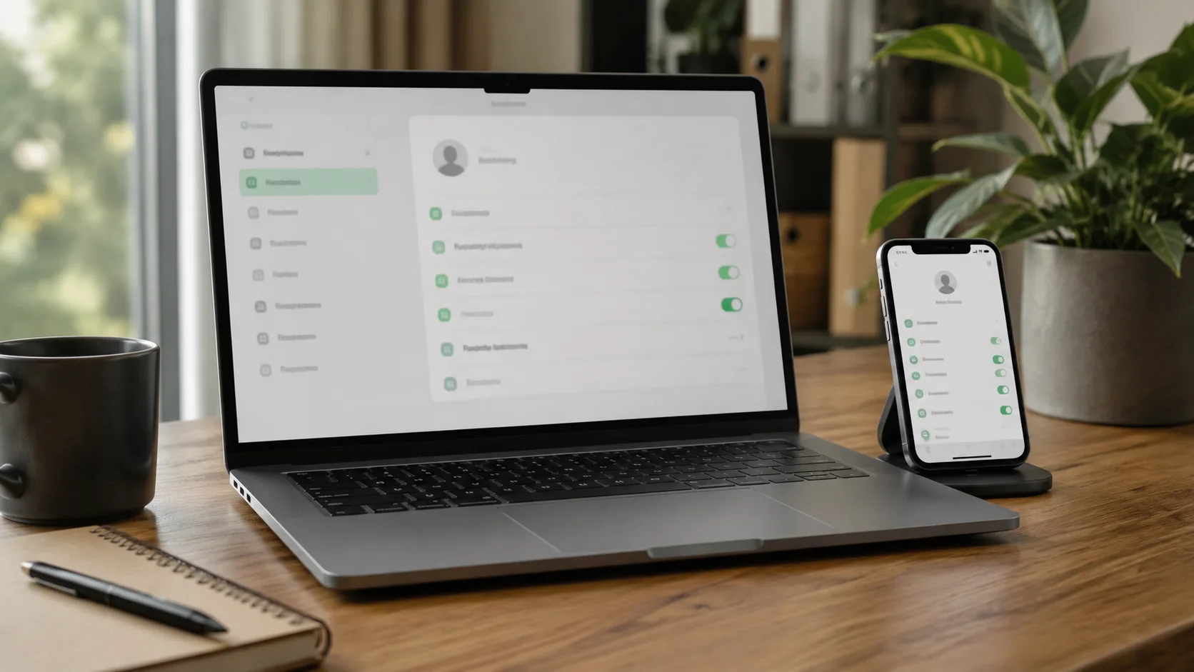 WhatsApp ayarlarını gösteren masaüstü çalışma sahnesi