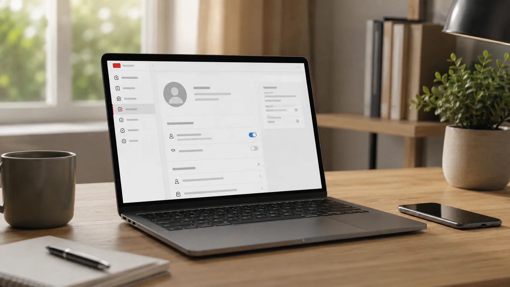 YouTube ayarlarını gösteren masaüstü çalışma sahnesi