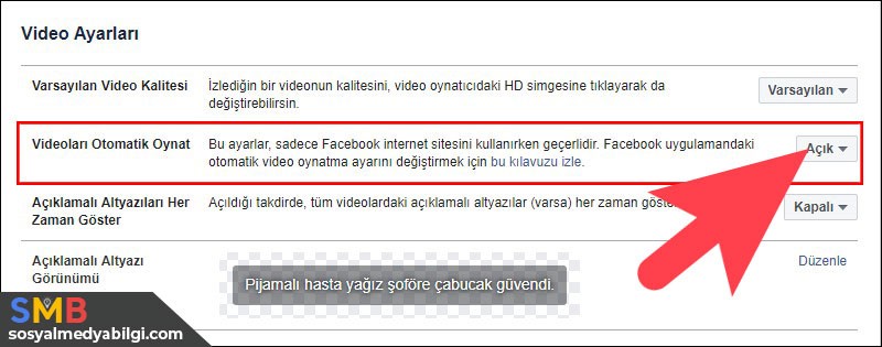 Facebook Otomatik Video Oynatma