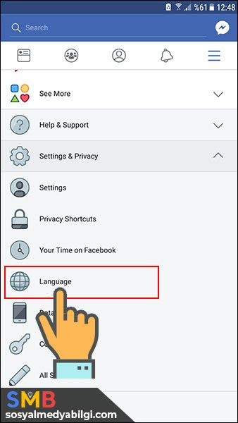 Telefonda Facebook Arayüzünün Dilini Değiştirme