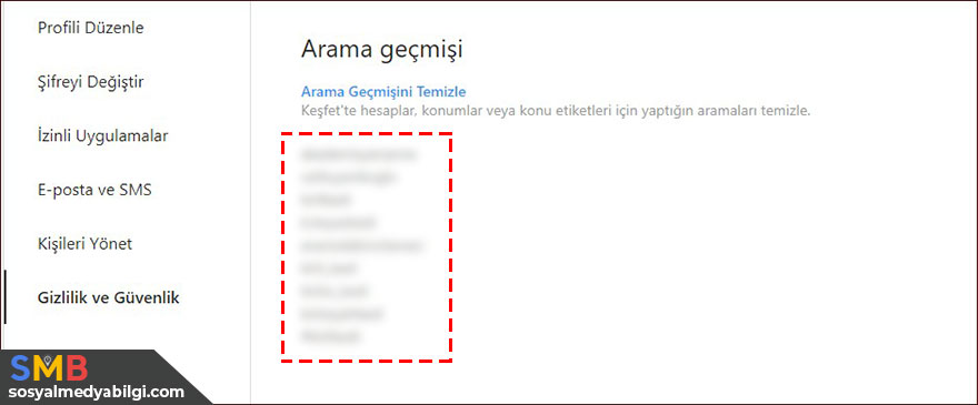 Instagram Arama Geçmişini Temizle